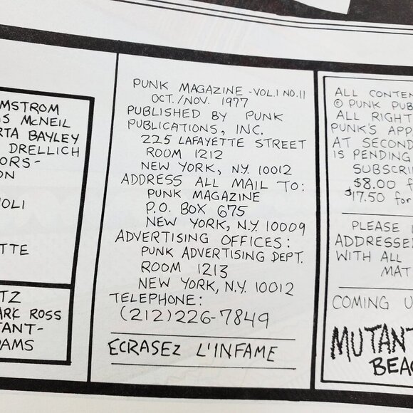 Punk Magazine #11 Vintage 1977 Clash Paul Simonon John Cale Holmstrom - Picture 8 of 13